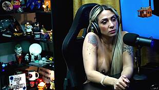 Bruna Lambertini Sits Naked On Lap In Sheer Red