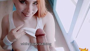 sports training with stepsister mollyredwolf turns into hot titty action, u watching? 🔥