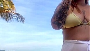 Oops, these shorts are showing my big pussy on the beach 😏