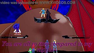 Watch the giant succubus invade with huge tits?