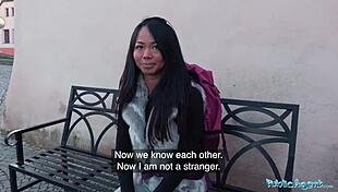 Stranded Thai Girl Gets Facial from Stranger in Public POV