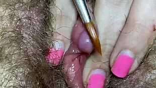 extreme close up clitoris fetish edging video with tight orgasm toys big pussy lips sex homemade hairy vibrator clit