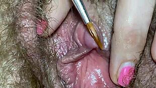 extreme close up clitoris fetish edging video with tight orgasm toys big pussy lips sex homemade hairy vibrator clit