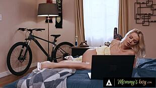 mommy's boy catches pawg blonde milf cherry kiss ass fingering on stepson's porn