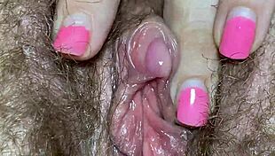 extreme close up clitoris fetish edging video with tight orgasm toys big pussy lips sex homemade hairy vibrator clit