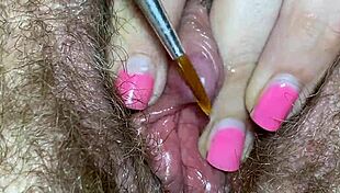 extreme close up clitoris fetish edging video with tight orgasm toys big pussy lips sex homemade hairy vibrator clit