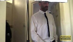 Rhiannon Ryder gets bound and face-fucked in a deep BDSM threesome with daddy.