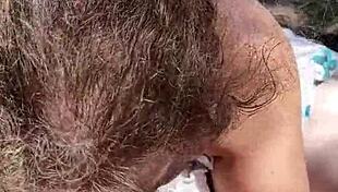 outdoor blowjob with fat bbw horny woman in public voyeur setting