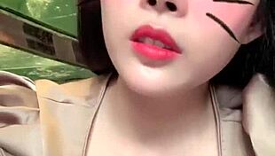 white-haired asian girl chats on bigo live with big tits