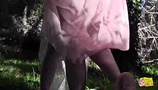 did you see those two sexy lesbians kissing and then using toys for outdoor sex?