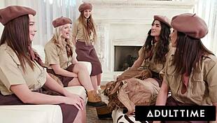 Holy Shit! Teen Girl Scouts Lose Virginities in Reverse Gangbang with Older Man Full Scene!