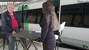 voyeur peeks at big tits ass game with cock close up