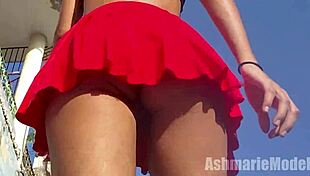 Hairy Pussy and Legs Flashed Upskirt in Public Street