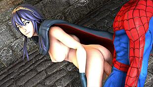 lucina gets intimate with spider-man in a wild anal session