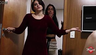 Wife's friend gave me a hidden blowjob in the living room.