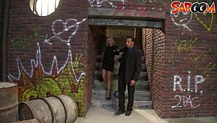 The hot blonde widow says, 'Nail me hard with your big cock.'