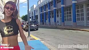 Hairy Pussy and Legs Flashed Upskirt in Public Street