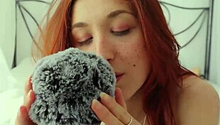 Redhead amateur gives erotic jerk off instructions in English subtitles, guiding you to relax and cum.