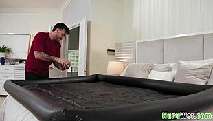 i'm ameena green giving my boyfriend a nasty nuru massage with big tits