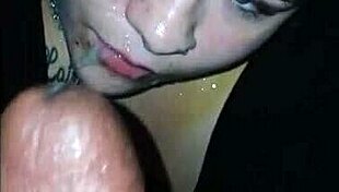 Young lady sucks monster cock for sloppy facial