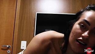 Wife's friend gave me a hidden blowjob in the living room.