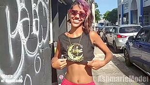 Hairy Pussy and Legs Flashed Upskirt in Public Street