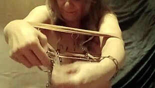 Bound Housewife Flashes In European Bondage Spanking Session