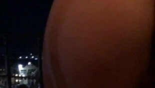 skinny slut gets fucked outdoors on balcony, cumshot follows 😏