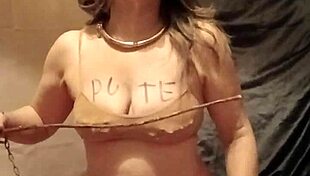 Bound Housewife Flashes In European Bondage Spanking Session