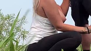 Almost caught fucking monster cock in park rough