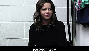 pussyperp got brunette with big tits stripping and banging in back office! 😜