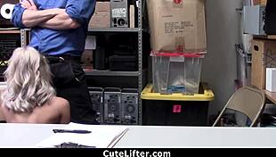 Blonde suspect caught in garage shop with big monster cock pov young 18+ cute burglar.