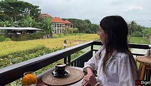 Girl Walks Cafe with Cum on Face Swallowing Pizza