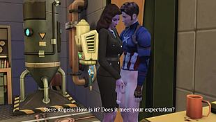 Agent Carter curiously examines Captain America's massive cock in 3D hentai animation. 😉