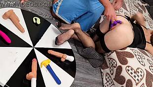 Stepsister tests big toys, achieves multiple orgasms from vibrators in doggystyle and double penetration