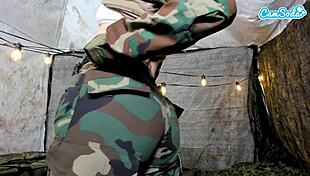 Naughty Teen 18+ Soldier Nearly Caught Masturbating in Open Field