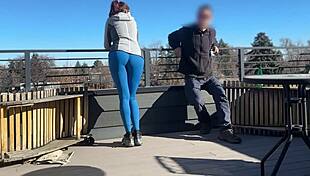 Redhead Slut Blows On Roof!