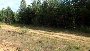 hot milf flaunts natural tits in ripped tights outdoors