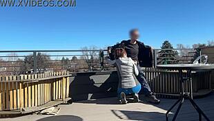 Redhead Slut Blows On Roof!
