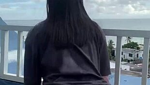 Exhibitionist Wife Flashes Tight Pussy Outdoors in Solo Masturbation