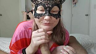 Girl bets blowjob, sucks neighbor's huge cock 😍