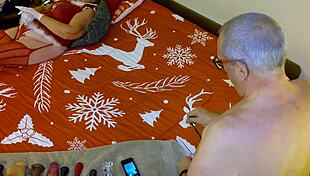 granny carmen sucks cock in elf costume close up