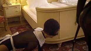 Skinny girl in pantyhose bent over for monster cock fucking!