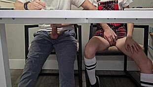 students entertaining during boring lecture with wet pussy 😏