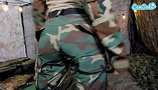 Naughty Teen 18+ Soldier Nearly Caught Masturbating in Open Field