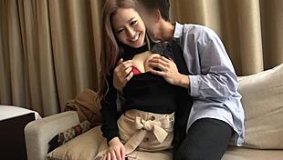 rich japanese gal books luxury hotel for steamy pov sex in red lingerie