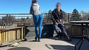 Redhead Slut Blows On Roof!