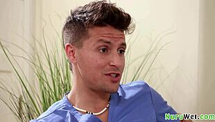 big ass short hair blondie hottie enjoy wet butt massage and reveal her pink bald pussy