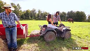 I love getting my big tits and ass fucked by that ranch boy outside the farm with my friends