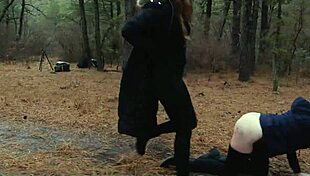 Two Sick Perverts Take Bubble Butt Milf For Kinky Anal Crawl In Woods